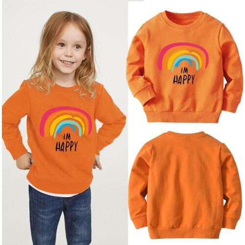 New Arrival Infant Kids Baby Girls Autumn Sweatshirts Clothes Orange T-Shirts Children’ Top Long Sleeve Print Cotton Clothes