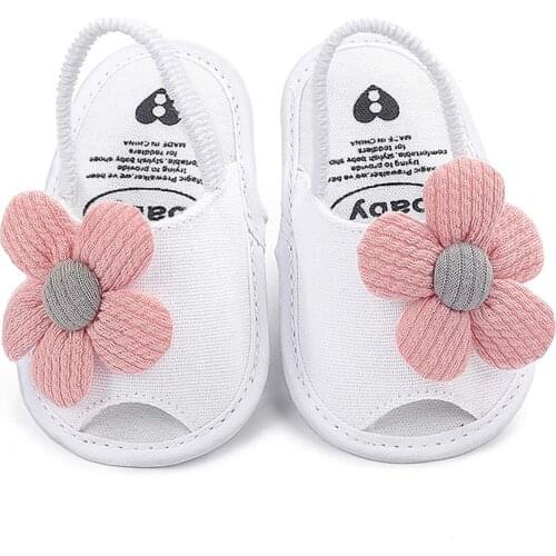Toddler Kids Baby Girls Summer Solid Color Flowers Non-slip Soft-soled Shoes