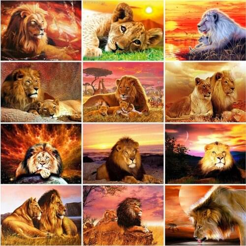 Evershine 5D DIY Diamond Embroidery Lion Picture Of Rhinestones Mosaic Diamond Painting Cross Stitch Animals Home Decoration