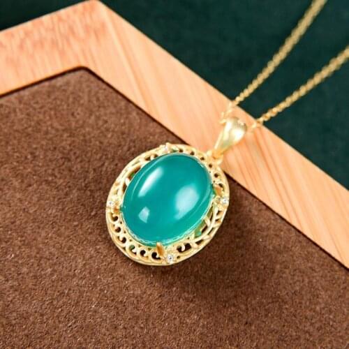 Natural Hetian Jade S925 Sterling Silver Fashion Simple Classical High-End Versatile Temperament Short Necklace for Ladies Penda