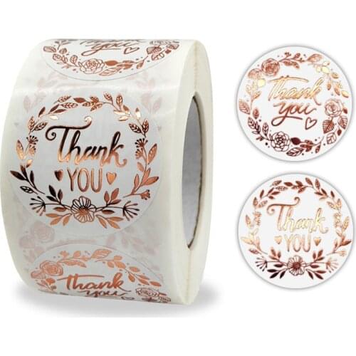 500Pcs/roll Round Labels Kraft Paper Thank You Sticker Dragees Candy Flower Garland Gift Box Cupcake Packaging Wedding Stickers