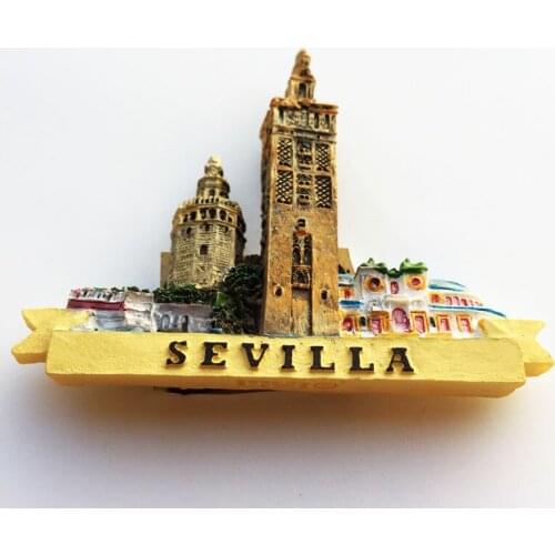La Giralda tourist memorial crafts magnet refrigerator stickers for the bell tower of the Cathedral of Seville, Spain