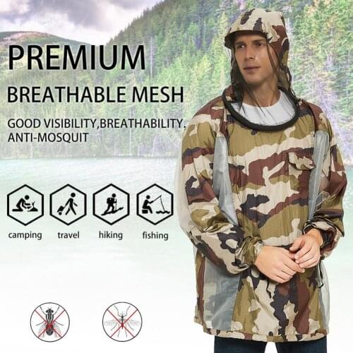 Lightweight Pragmatic Mesh Insect Protective Jacket Translucent Mosquito Mesh Jacket Adjustable Buttons for Camping