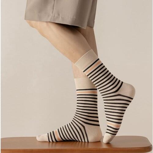 Men Socks 2021 New Autumn Striped Cotton Business Socks Men Breathable Casual Crew Socks Male Striped High Quality Cotton Носки