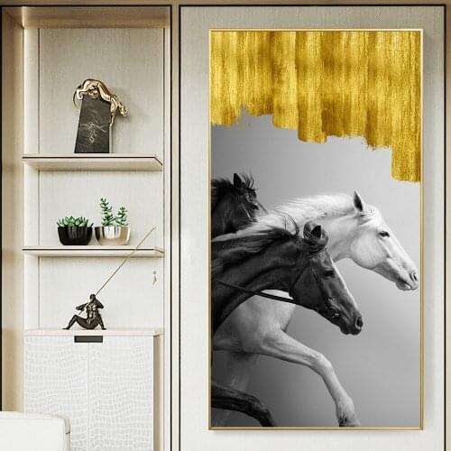 Three Black And White Running Horse Canvas Painting Modern Unframed Wall Art Posters Canvas Pictures Decoration For Home Office