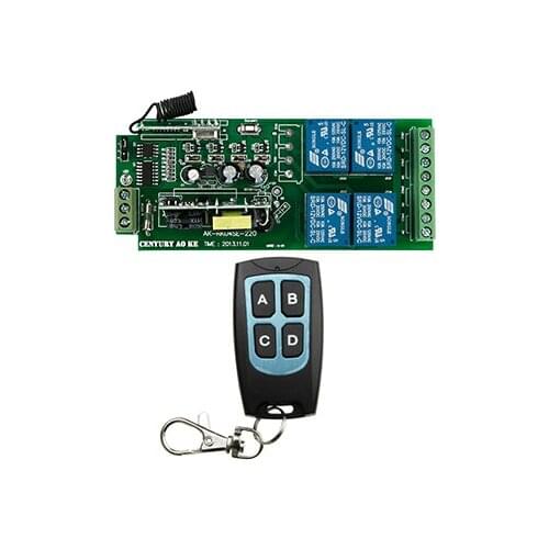 New AC 85v 110v 120v 220v 250v 4CH RF Wireless Remote Control System / Motor and electric door 220V Learning code receiver