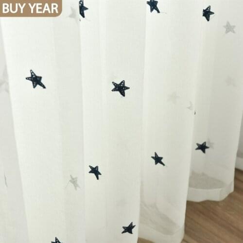 New Style Curtains for Living Dining Room Bedroom Simple Small Star Window Screen Curtain Bed Finished Product Customization