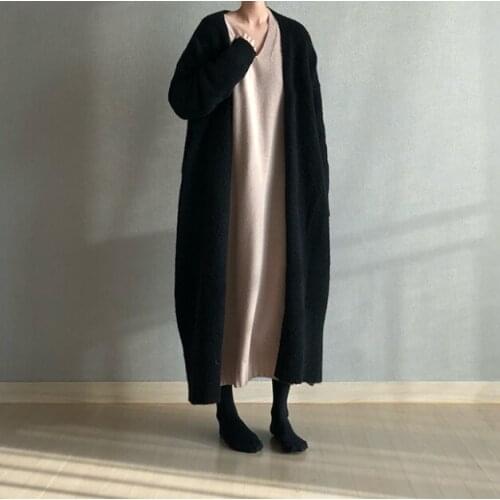 WTIANYUW New Long Cardigan Women Elegant Ladies Loose Ribbed Knitted Oversize Sweaters Fashion Long Coat 2021 Spring And Autumn