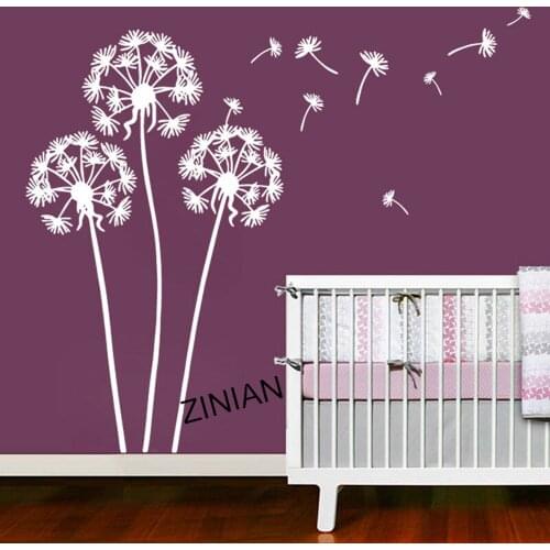 Flying Dandelion Plant Wall Sticker For Kids Baby Room Vinyl Wall Decal Home Decpr Living Room Romantic Wall Murals Art Y023