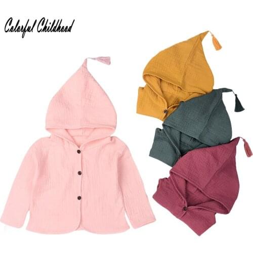 Baby Girls Coats Toddler Jackets Kids 2018 Baby Clothing Tassel Hat Design Cotton Wrinkle Children Cardigan For Spring Autumn