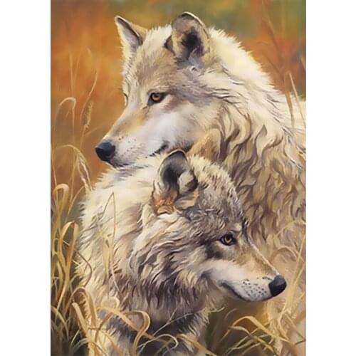 Animal colorings by numbers wolf hand oil pictures colors with paint drawing painting by numbers acrylic paintings