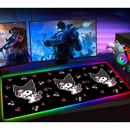 RGB KAWAII Mausepad Kuromies Cartoon Mouse Pad Laptop Gaming Accessiores Mousepad Mause Pad Rubber No-slip with Backlit Deskmat