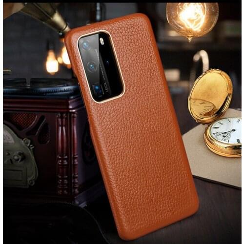 Luxury Genuine Leather Phone Case for Huawei P40 Pro Case Metal Buttons Business Cover for Huawei P40 P40 Pro Plus Armor Coques