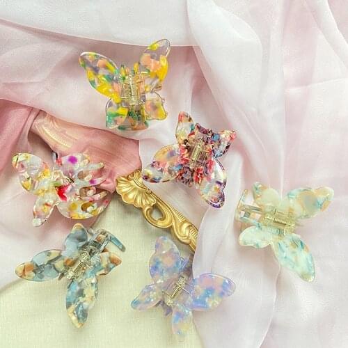 Fairy Butterfly hair claw Acrylic large Barrettes DIY Styling Tools Banana Grips Butterfly Hairpin Tie-Dye Colored Hair clip new