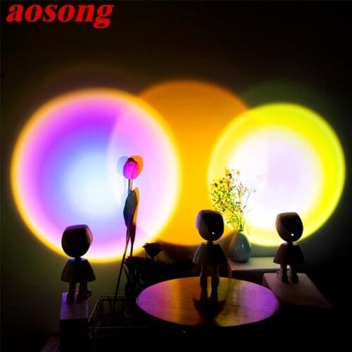 AOSONG LED Sunset Novel Light Contemporary Creative Cartoon Robot Atmosphere Lamp For Children