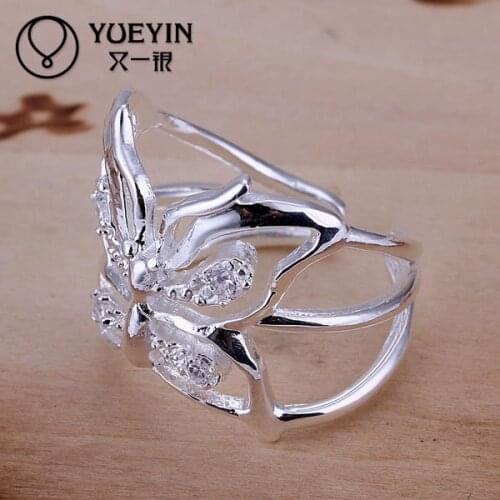 Twisted Crystal rings Wholesale silver plated rings for women wedding party fashion jewelry Trendy Classic
