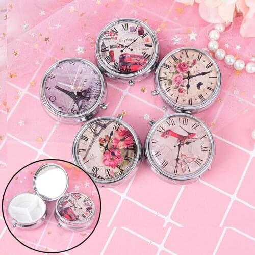 1PCS Portable Pill Box Folding Pill Case Metal Pill Cutter Medicine Organizer Makeup Storage Container Randomly