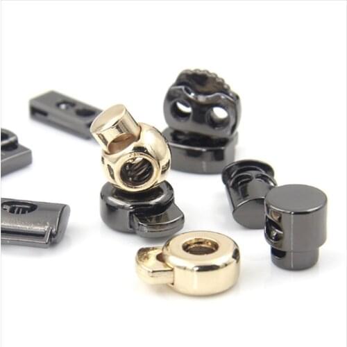 100pcs Gold/Black Tone Metal Stopper Spring Toggle Buckle Cord Locks Claps Drawstring Stops End Button Single/Double holes Clasp