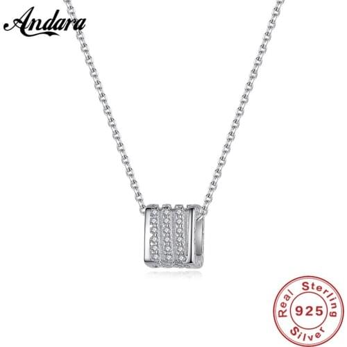 100% 925 Sterling Silver Jewelry Pendant Necklace Simple Fashion Round Zircon Chain Necklace Trendy Jewelry