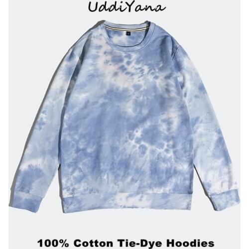 2021 Fashion Tie-Dye Print Hoodies Mens Harajuku Hoodie Womens 100% Cotton Tops Sweatshirt Y2K Tracksuit Clothing For Female