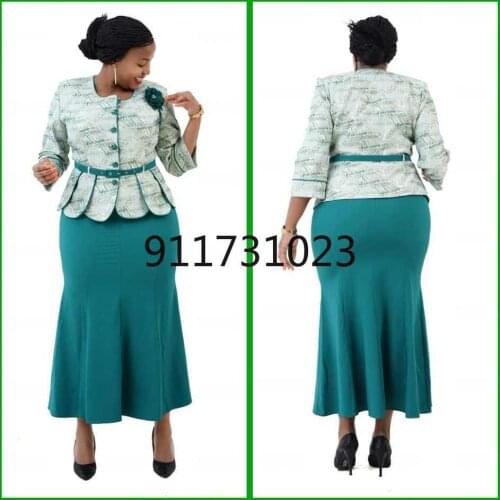 2021 new elegent fashion style autumn african women printing plus size dress suit 2XL-6XL