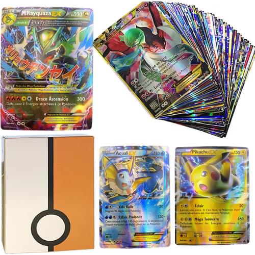 60PCS TAKARA TOMY Pokemon Francaise Cards Shining Playing Game 20MEGA 40EX Carte Display Pokémon GX VMAX Battle Trading Kid Toy