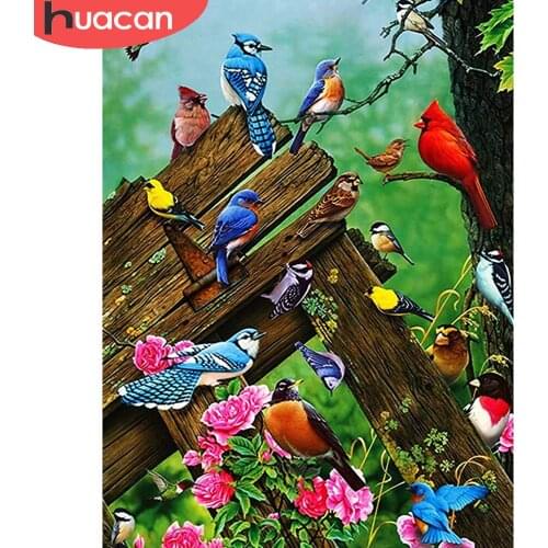 HUACAN Diamond Painting New Arrival Bird Animal Home Decor Mosaic Flower Embroidery Wall Stickers Diamond Art