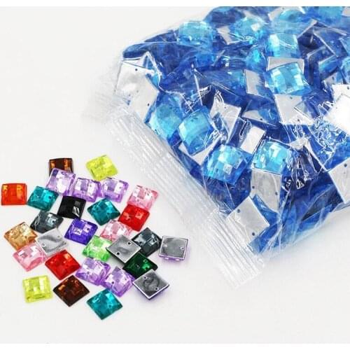 Big Bag Wholesale 8mm / 10mm / 15mm Square Acrylic Flatback Sew Rhinestone DIY clothing crafts