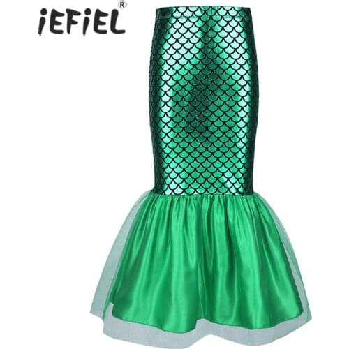 Children Glossy Fish Scale Mermaid Tail Skirt Halloween Christmas Party Fancy Girls-mermaid-tail Cosplay Dress Sexy Kid Clothes