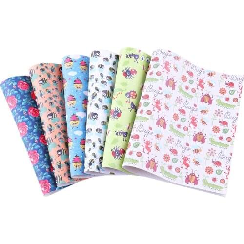 Diy 20 * 34cm/piece bee printed pattern artificial leather thick fabric personality artificial leather bed sheet bow fabric