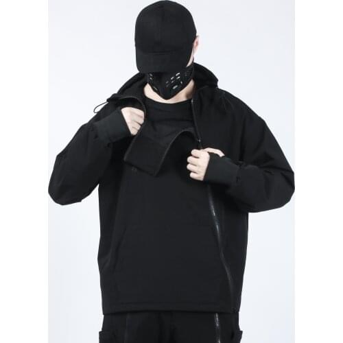 Mens Jacket Long Neck Light Jacket Techwear Streetwear Ninjawear Aesthetic Futuristic
