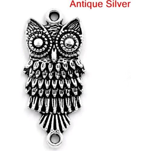 Doreen Box Lovely Connectors Findings Owl Silver Color 28.5x13mm,30PCs (B25550)