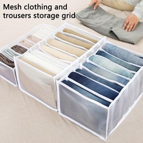 Jeans Compartment Closet Organizer Home Separated Pants Storage box 7 grids Clothing Foldable Drawer Organizer Washable