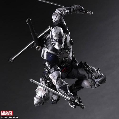 PLAY ARTS 27cm Marvel X-men Deadpool X-FORCE Grey Action Figure Model Toys