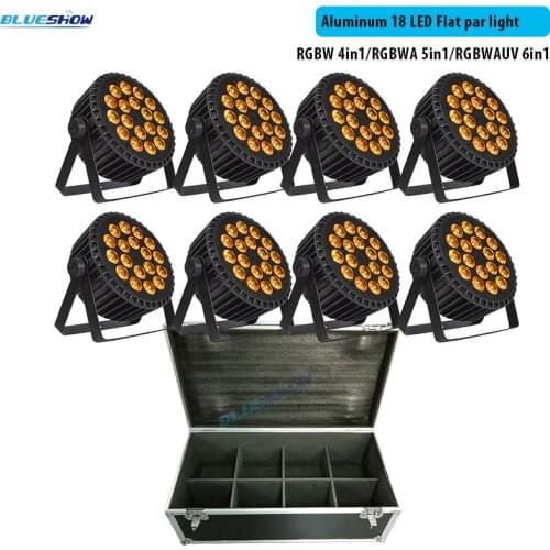 No Tax Flight Case 8x Slim Led Par RGBW 4in1 18x10w Stage Flat Par Light RGBWA 5in1 18x12w Par Wash Led RGBWA UV 6in1 Aluminum