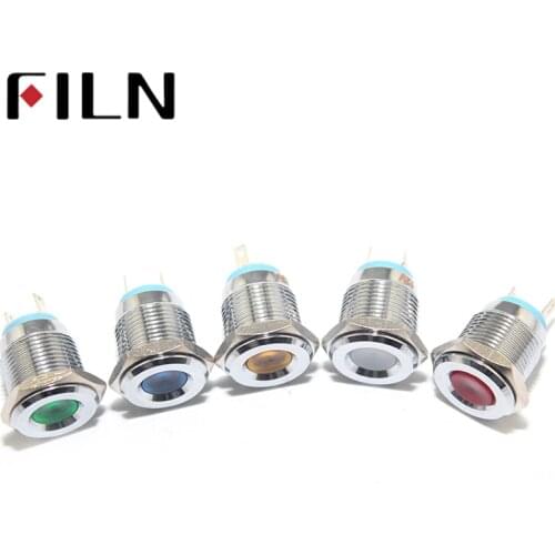 FILN FL1M-16FJ-2 12V 24V 220v red blue green led Metal Indicator 16mm pilot Signal light lamp