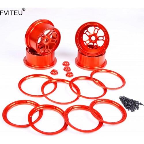 FVITEU CNC Alloy wheel hubs with beadlock Set for 1/5 HPI Losi 5ive T Rovan LT King Motor X2