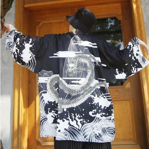 Hawaiian shirt for men short sleeve Japanese streetwear harajuku shirt Japan clothes kimono cardigan men Mens kimono ZZ2009