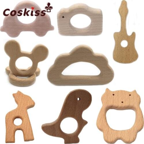 Natural wooden baby teether toys forest animal,Fine motor Development and Sensory Skills Toy,Perfect shower Gift-unfinished wood
