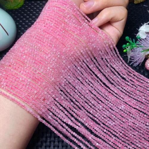 Rose Pink Quartz Crystals Stone Faceted Round Beads 15" Strand 2.5MM Pick Size For Necklace Jewelry Making