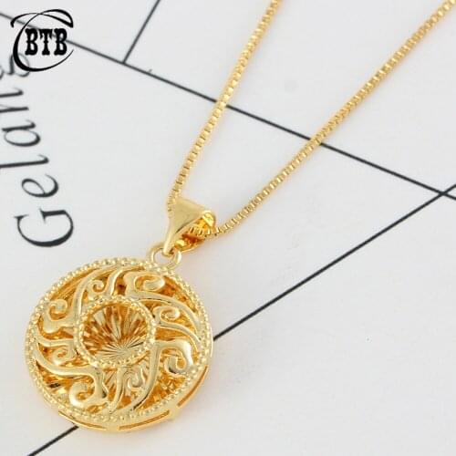 Islamic Muslim Fashion New Round Hollow Ladies Gold Pendant Necklace High Quality Cute Neutral Necklace Party Holiday Gift