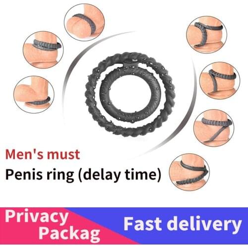 Penis Ring Men Masturbator Cock Rings Couple Lover Toys For Sex Mens Time Delay Ejaculation Soft Silicone Erotic Sexy Dual Ring