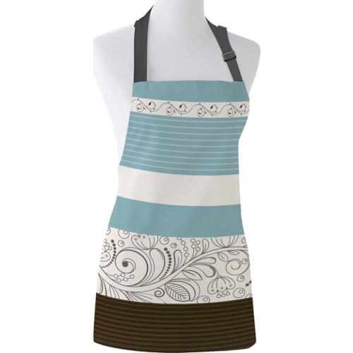 Kitchen Apron Vintage Flower Blue Sleeveless Aprons for Woman Adults Children Canvas Home Bib Cooking Cleaning Tools