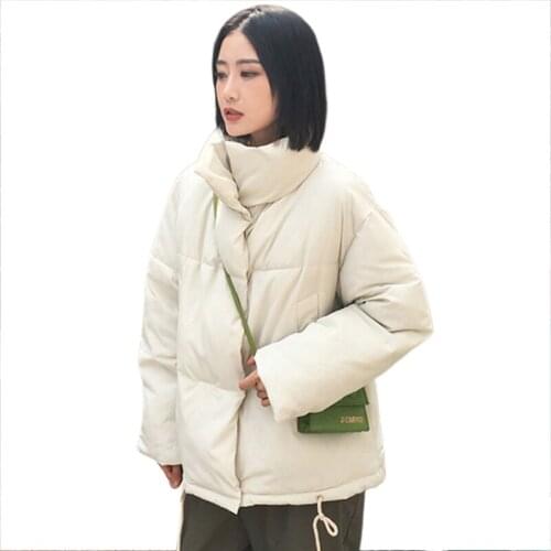 Stand Collar 2019 Winter Women Coat Female Oversize Padded Thick Cotton Short Casual Outwear Warm Autumn