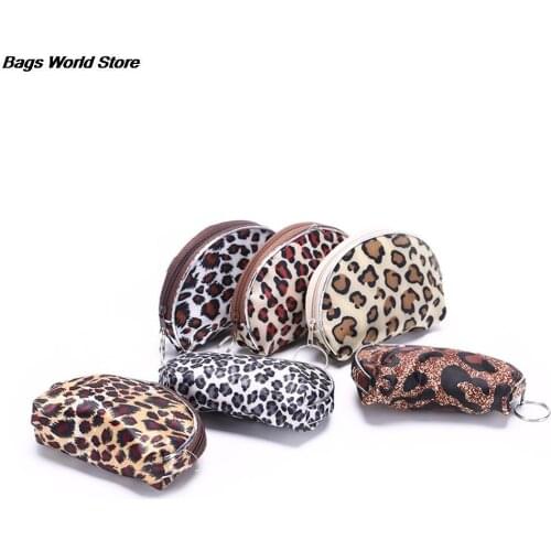 2PCS Small Wallet Peach heart zip wallet Women Clutch Bag coin purse wallet Vintage Leopard Random