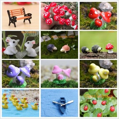 Mini Red Mushroom Rabbits Ducks Tortoise Garden Ornament Miniature Plant Pots Fairy Micro Miniatures Foam Fairy Garden Supplies