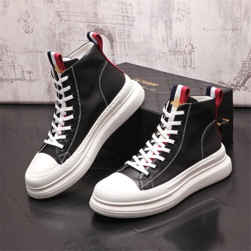 Autumn Men Platform Martins Shoes High Tops Leather Hip Hop Sneakers Trainers Zapatillas Hombre