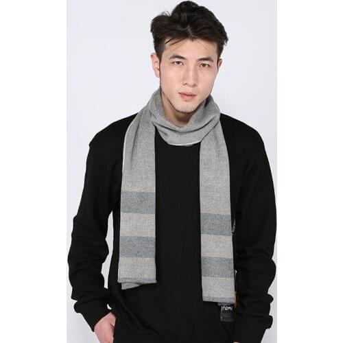 Sparsil Men Winter Cashmere Scarf Knitted Wool Soft Warm Shawl Wrap Wide Stripe High Quality Scarves Elastic Neckerchief Foulard
