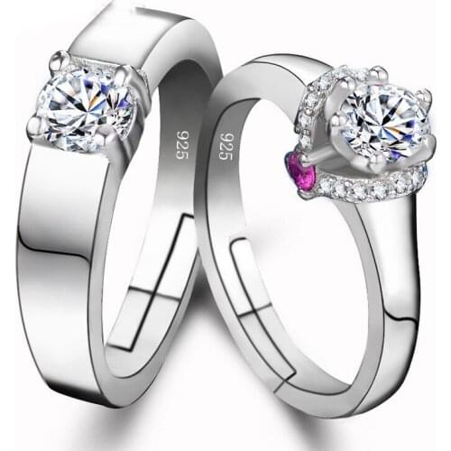 Never Fade Newest Fashion sterling silver Couple Rings Jewelry Austrian Crystal Cub Zircon Men Wedding Ring For Women