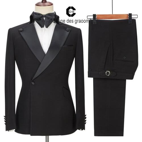 Cenne Des Graoom Latest Coat Design Men Suits Tailor-Made Tuxedo 2 Pieces Blazers Wedding Party Singer Groom Costume Homme Black